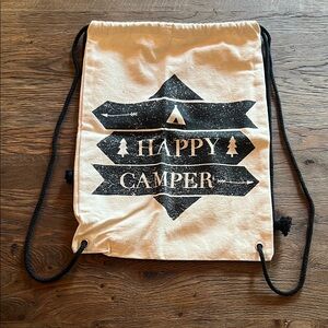 Canvas Happy Camper Drawstring Backpack